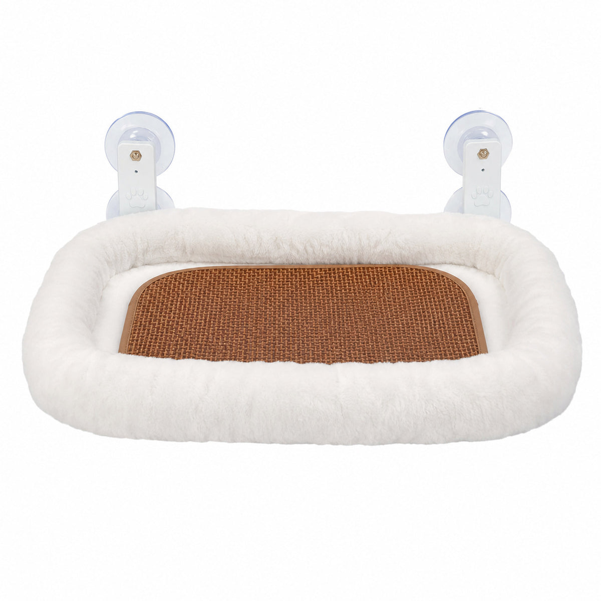 Bolster Window Cat Hammock with Rattan Mat, Suction Cup Cat Bed for Windows