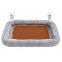 Bolster Window Cat Hammock with Rattan Mat, Suction Cup Cat Bed for Windows