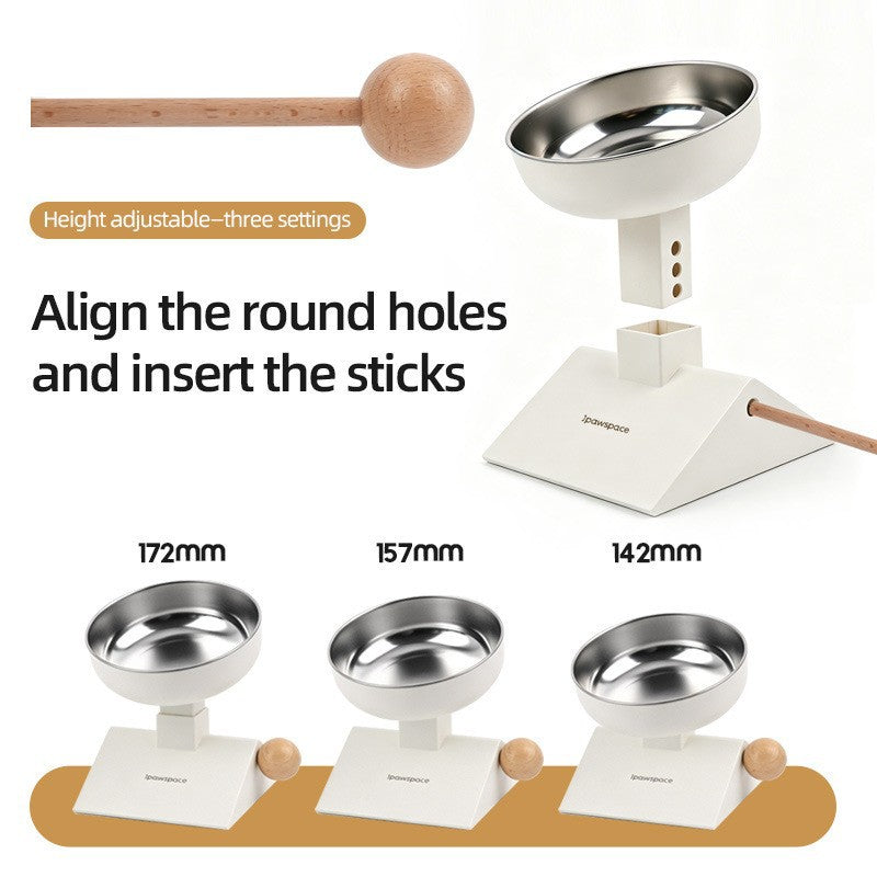 Height & Tilt Adjustable Elevated Cat Bowl, Stainless Steel Neck-Friendly Feeder