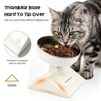 Height & Tilt Adjustable Elevated Cat Bowl, Stainless Steel Neck-Friendly Feeder