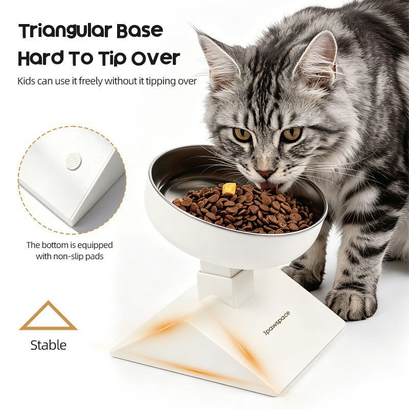 Height & Tilt Adjustable Elevated Cat Bowl, Stainless Steel Neck-Friendly Feeder