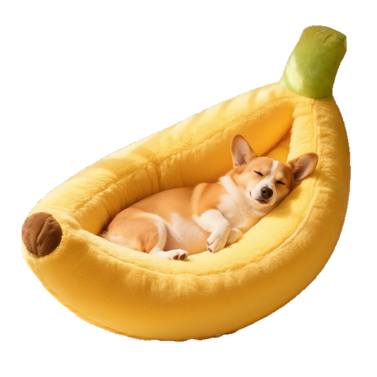 Soft Plush Banana Cat Bed, Cozy Bolster Pet Nest for Cats & Small Dogs