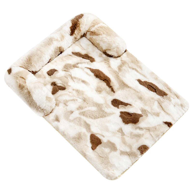 Faux Rabbit Fur Pet Sofa Mat with Bolster, Fluffy Couch Cover Bed for Cats & Dogs