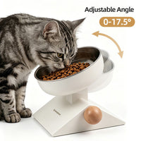 Height & Tilt Adjustable Elevated Cat Bowl, Stainless Steel Neck-Friendly Feeder