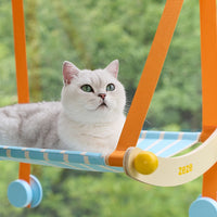 Suction Cup Window Cat Hammock, Space-Saving Hanging Cat Bed with Wood Frame