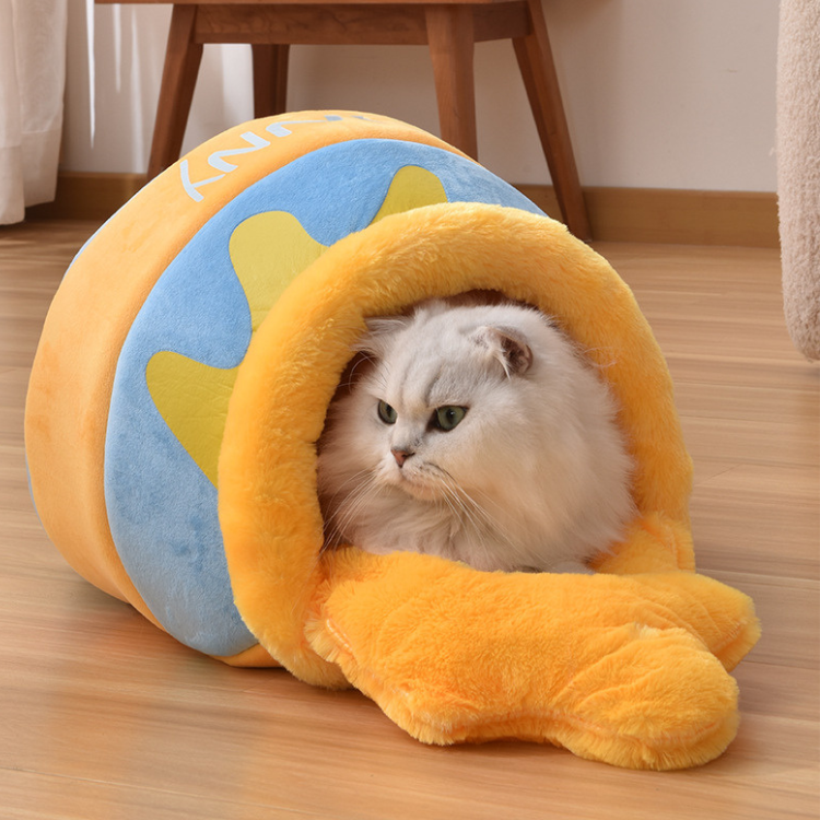 Autumn Winter Pet hHoney Jar Covered Cat Bed