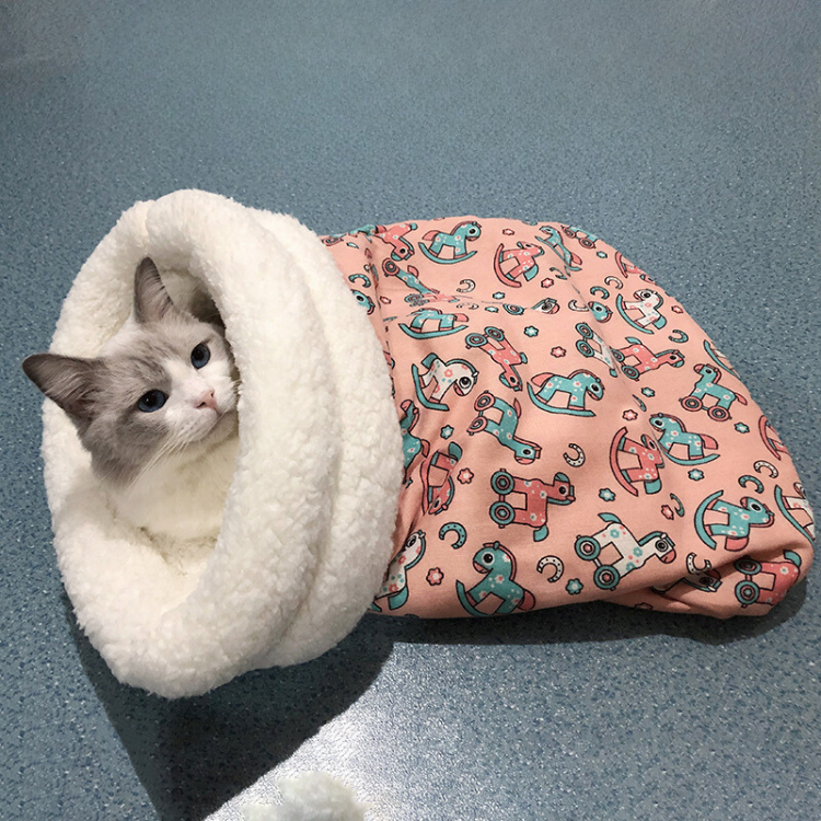 Cozy Winter Cat Cave Sleeping Bag