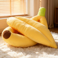 Soft Plush Banana Cat Bed, Cozy Bolster Pet Nest for Cats & Small Dogs