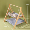 Cama suspensa de rede para gatos de camada dupla de madeira maciça