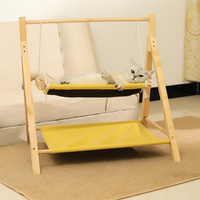 Solid Wood Double-layer Cat Hammock Swing Hanging Bed