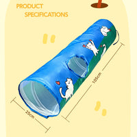 Cartoon Crinkle Cat Tunnel, Collapsible Peek-Hole Play Tube for Indoor Cats
