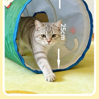 Cartoon Crinkle Cat Tunnel, Collapsible Peek-Hole Play Tube for Indoor Cats