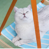 Suction Cup Window Cat Hammock, Space-Saving Hanging Cat Bed with Wood Frame