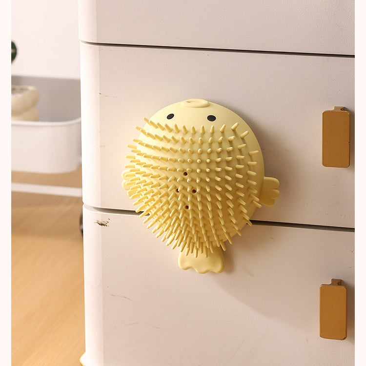 Pufferfish Cat Self Groomer - Wall Corner Massage Brush with Catnip