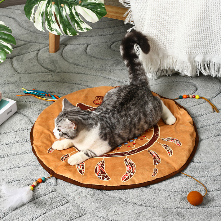 Tapis de chat bohème attrape-rêves, jouet en papier froissé