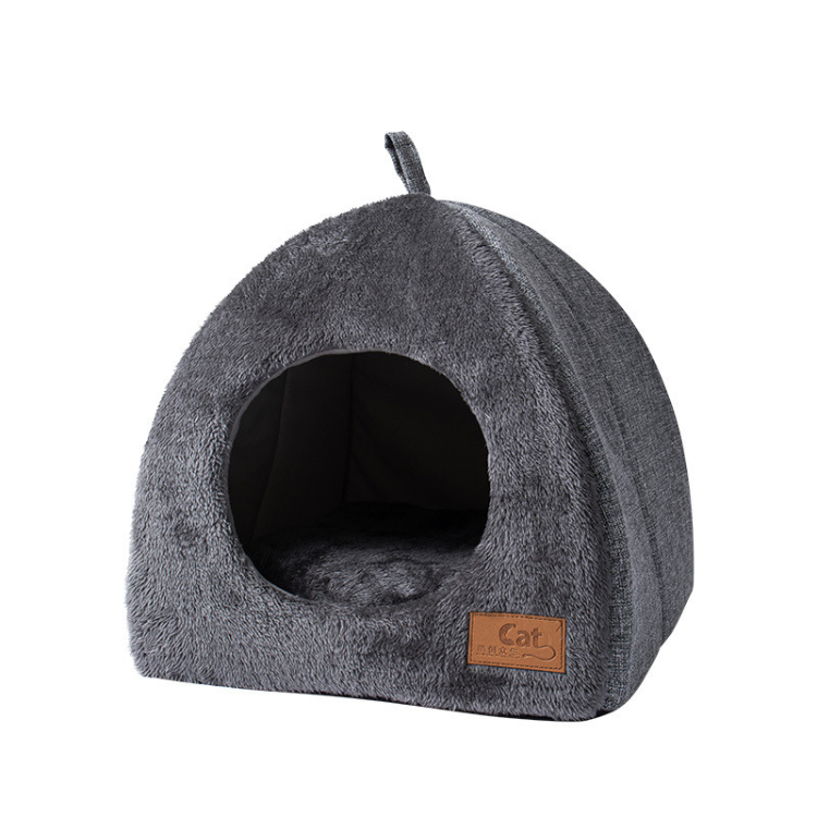 Cat Bed Winter Warm Enclosed Triangular Covered Cat House