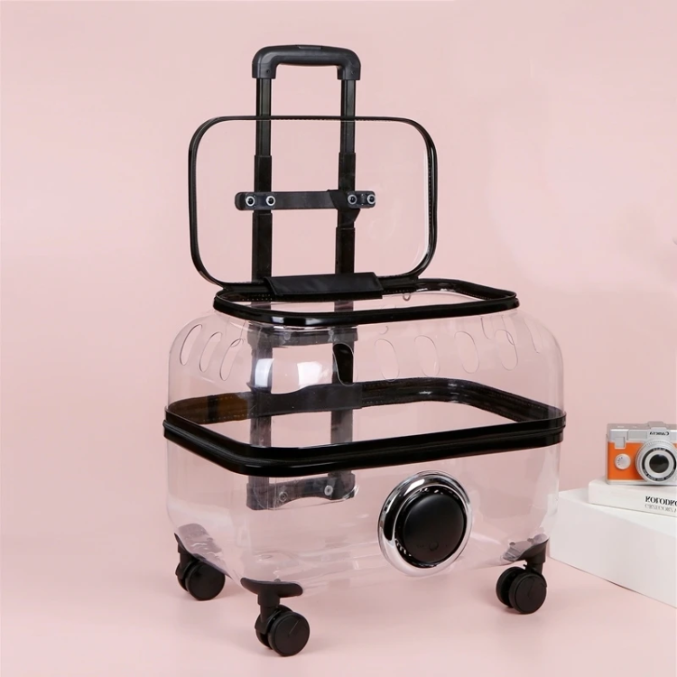 Pet Trolley Case Transparent Cat Backpack Roller Carrier