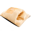 Plaid Warm Cat Sleeping Bag Covered Bed