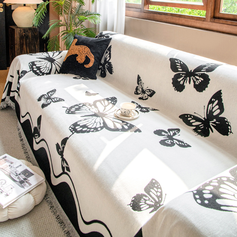 Butterfly Woven Couch Throw Anti-Scratch Pet Friendly Sofa Protector
