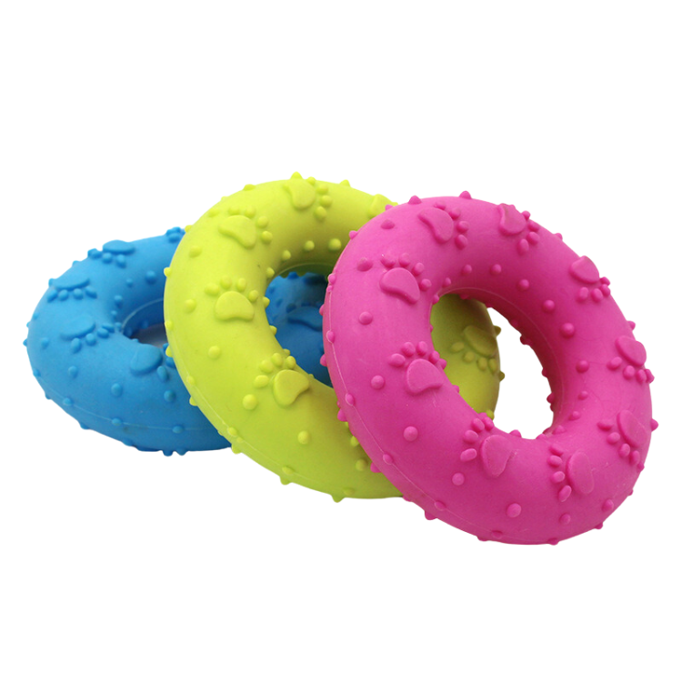 Brinquedos para mastigar dentes de cachorro Anel de donut com pegada TPR