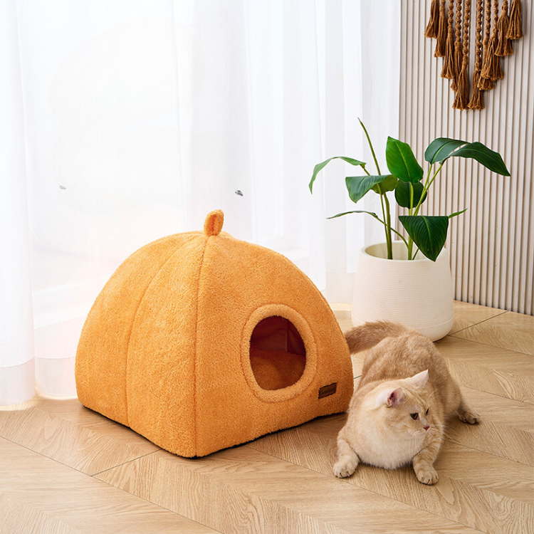 Pet Winter Covered Cat House Bed