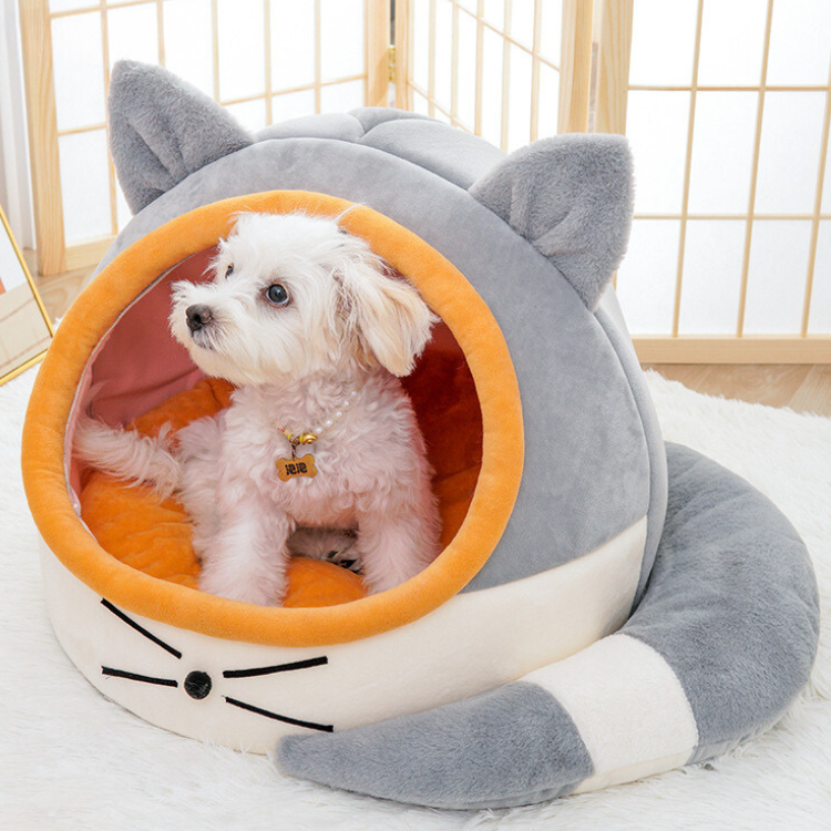 Cat Bed Winter Warm Enclosed Pet House Bed