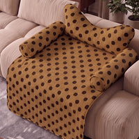 Polka Dot Pet Sofa Bed Mat with Bolsters, Non-Slip Couch Cover Cat Bed