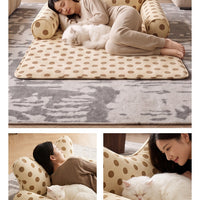 Polka Dot Pet Sofa Bed Mat with Bolsters, Non-Slip Couch Cover Cat Bed