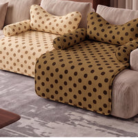 Polka Dot Pet Sofa Bed Mat with Bolsters, Non-Slip Couch Cover Cat Bed