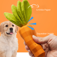 Hond Wortel Crinkle Paper Pieper Rubberspeelgoed