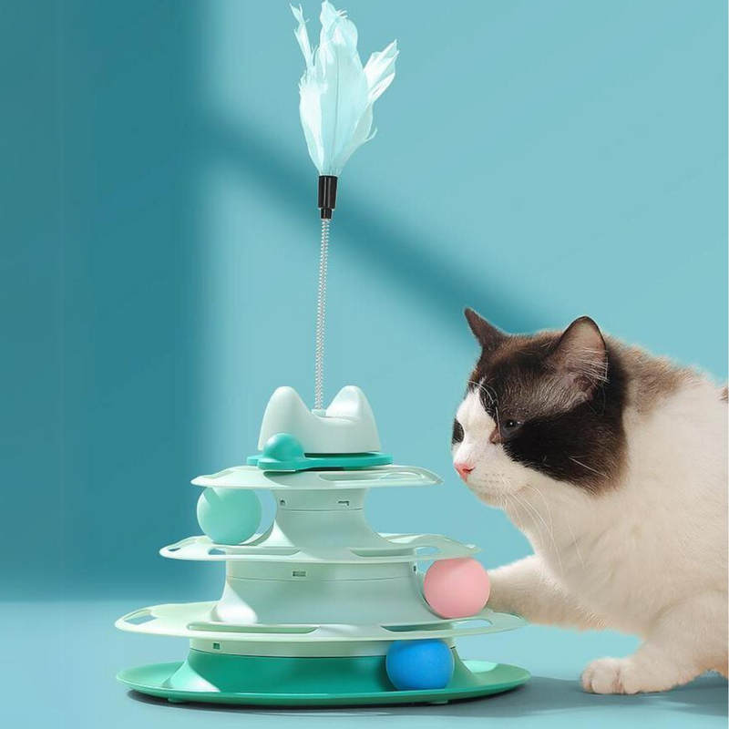 Cat Using A Turntable Cat Toys Tower of Tracks Interactive Turntable Cat Toy β Pawpycup