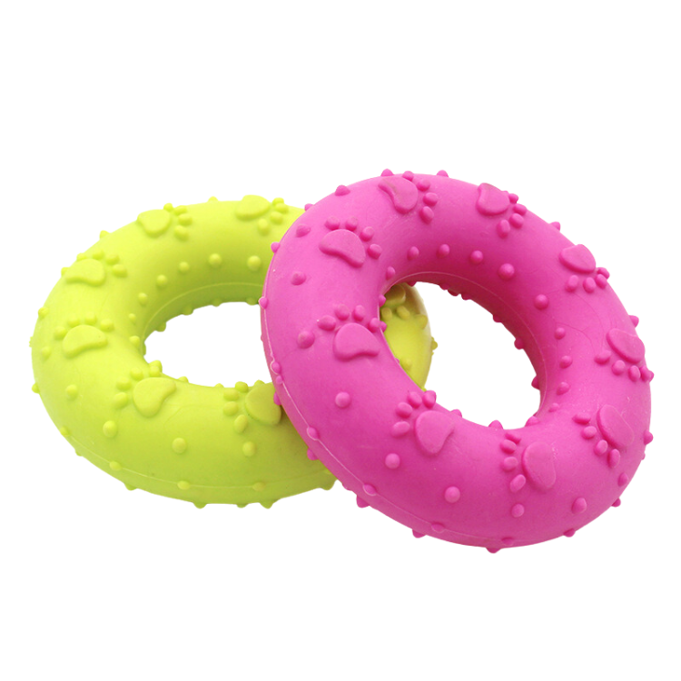 Brinquedos para mastigar dentes de cachorro Anel de donut com pegada TPR