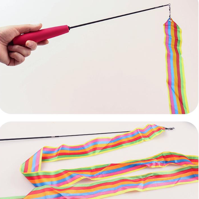 Colorful Ribbon Interactive Cat Teasing Stick – Pawpycup