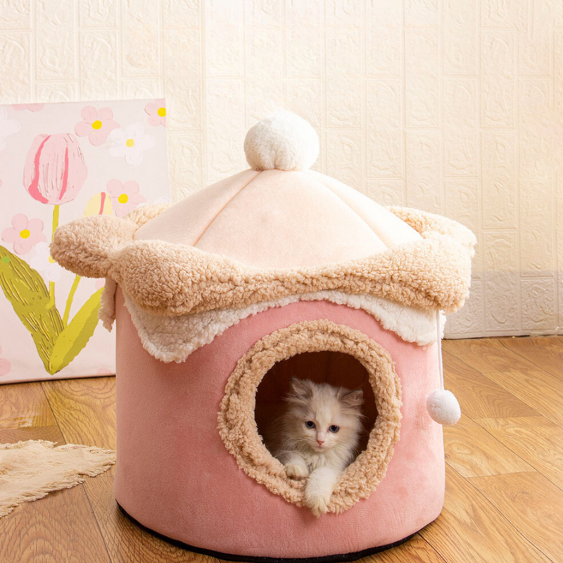 Ice Cream Pet Cat House Enclosed Covered Dog Beds