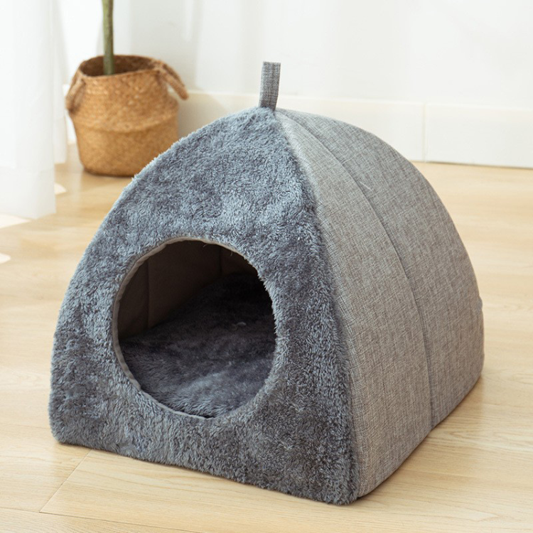 Cat Bed Winter Warm Enclosed Triangular Covered Cat House