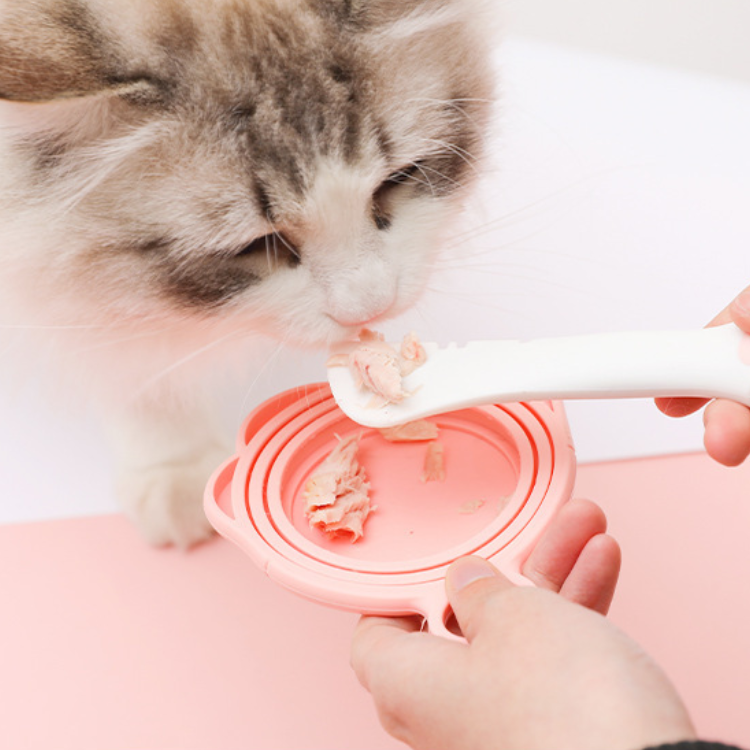Cuchara de alimentación con abrelatas de comida para gatos 3 en 1