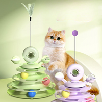Juguete interactivo para gatos con pistas de disco y torre de bolas de hierba gatera