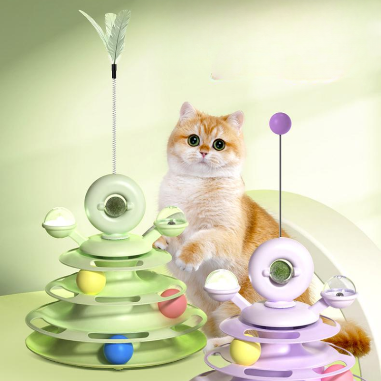 Interactive Catnip Ball Tower Disk Tracks Cat Toy
