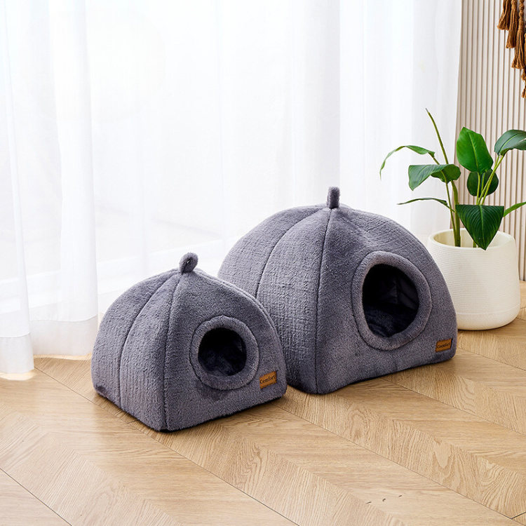 Pet Winter Covered Cat House Bed