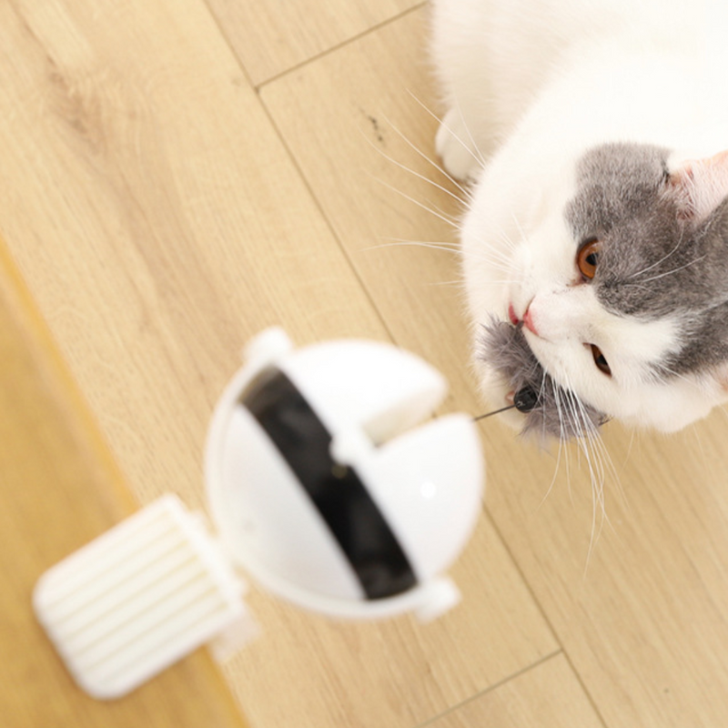 Automatic Cat Toy Retractable Feather Toys Teaser Ball