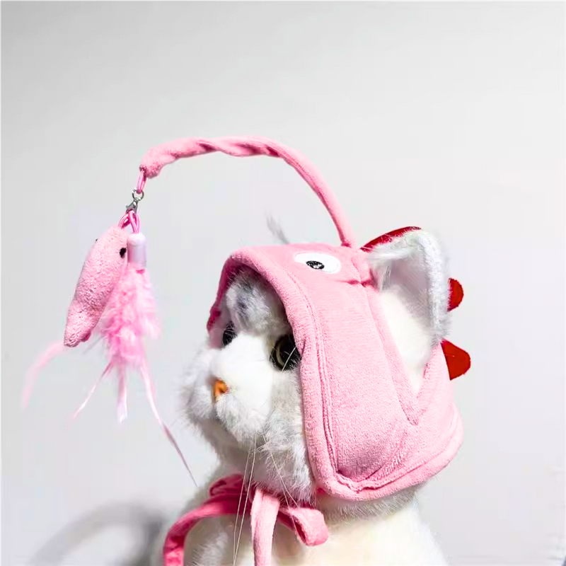 Cat Hat Mouse Feather Teaser Toys