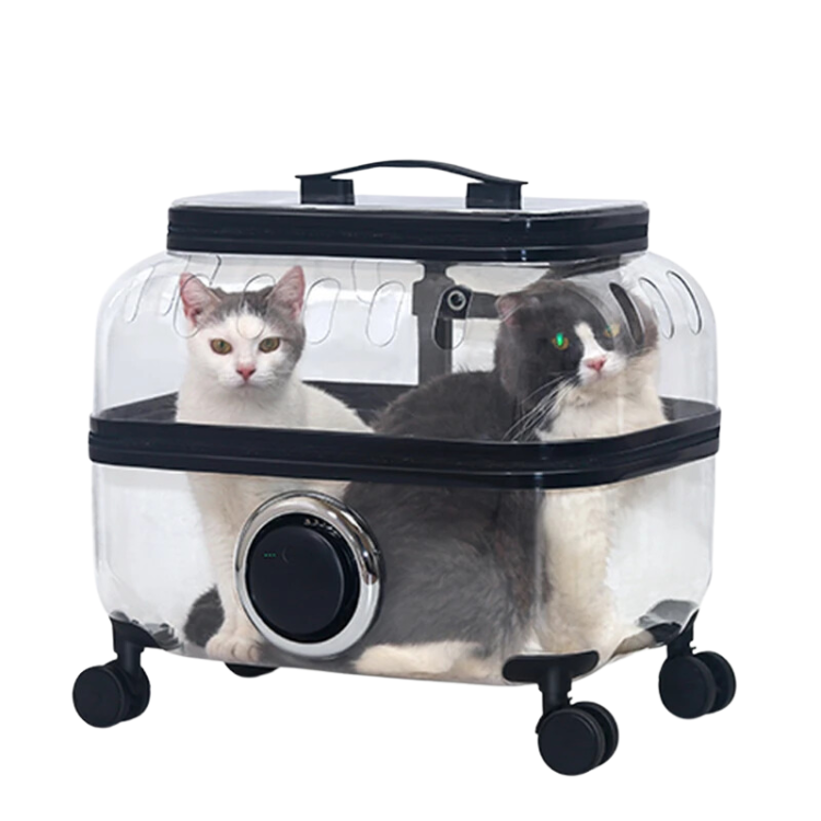 Pet Trolley Case Transparent Cat Backpack Roller Carrier