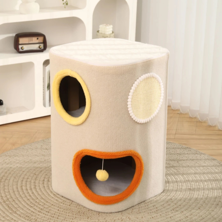 Chicken-Themed Multi-Level Cat Condo With Scratching Panels