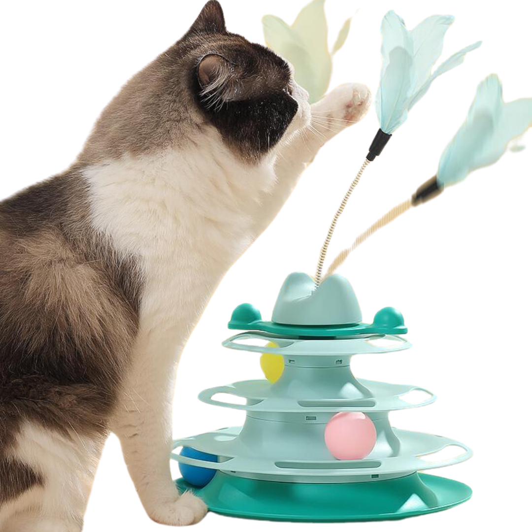 Brinquedo interativo para gatos com plataforma giratória Tower of Tracks
