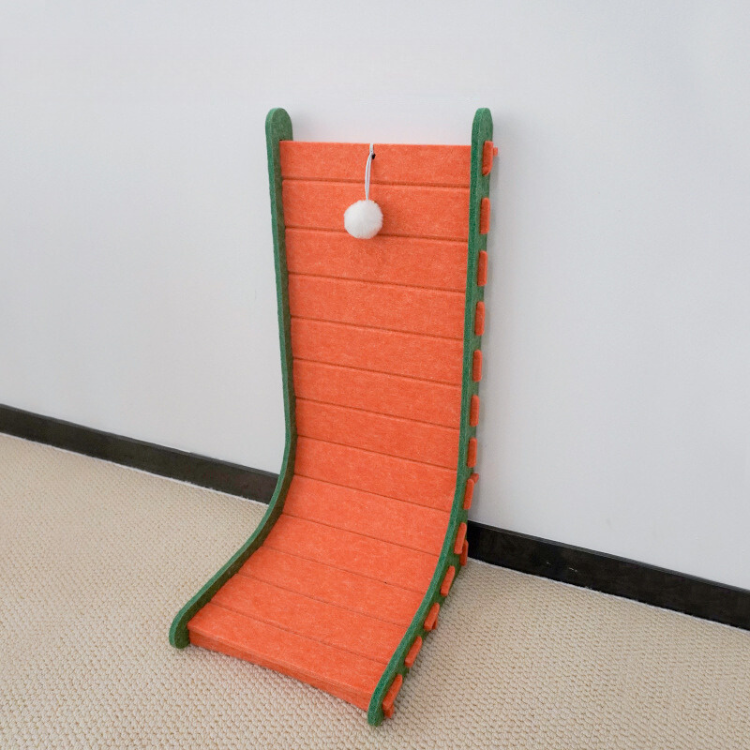 Wall-Mountable Cat Scratching Ramp with Toy