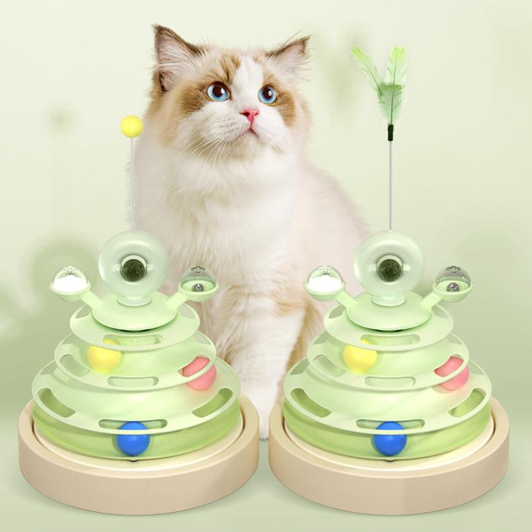 Tour de boule d'herbe à chat interactive, pistes de disque, jouet pour chat