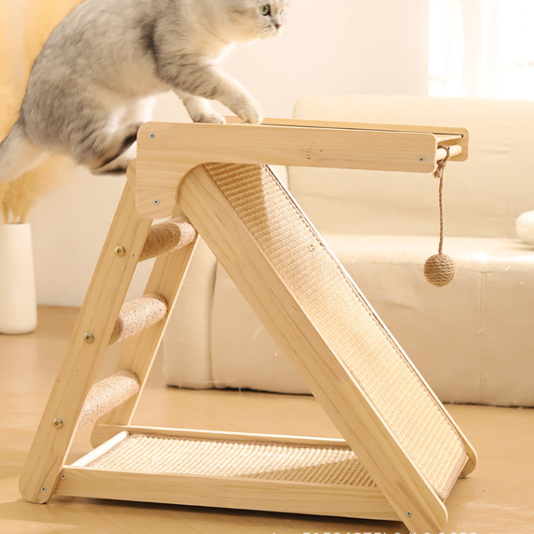 Cat Scratching Post Wood Climbing Frame Sisal Mat