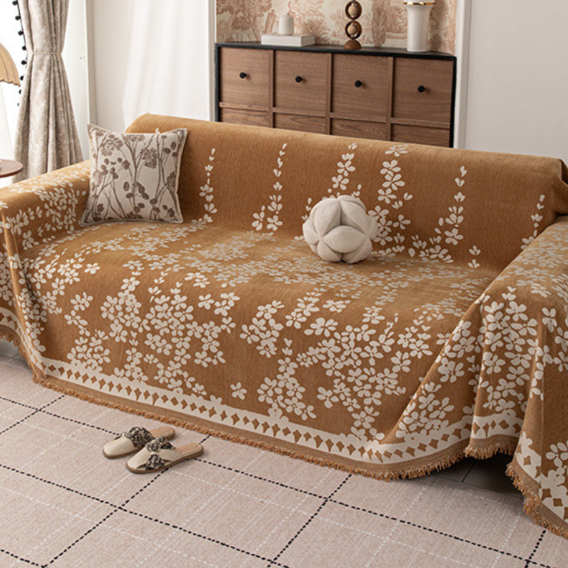 Anti-Scratch Warm Cream Boho Couch Cover Protective Slipcover for Sofa