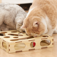 Brinquedos de bola para gato em caixa de labirinto de madeira
