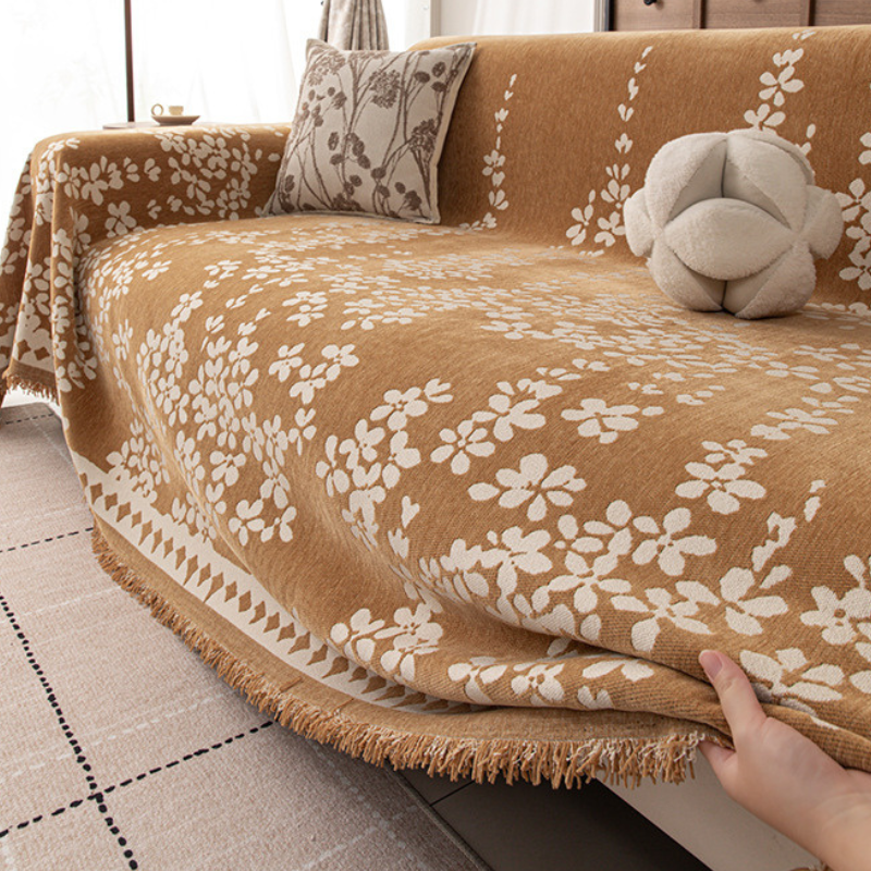 Anti-Scratch Warm Cream Boho Couch Cover Protective Slipcover for Sofa
